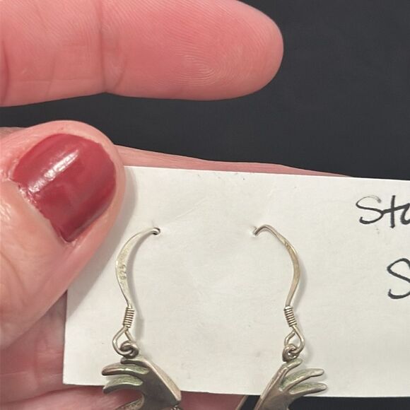 Native American 925 Sterling Silver Kokopelli Earrings with Gold Tone - Picture 4 of 7